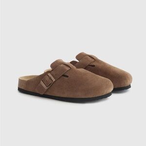 Quince Tan Suede Slip-On Clogs